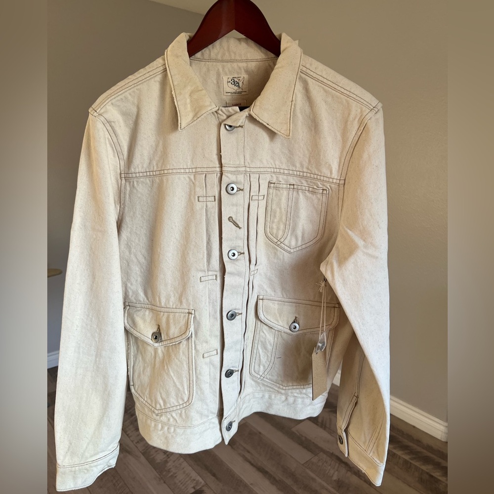 American Rag Type 2 White Denim Jacket AR 321 Size Men’s Large